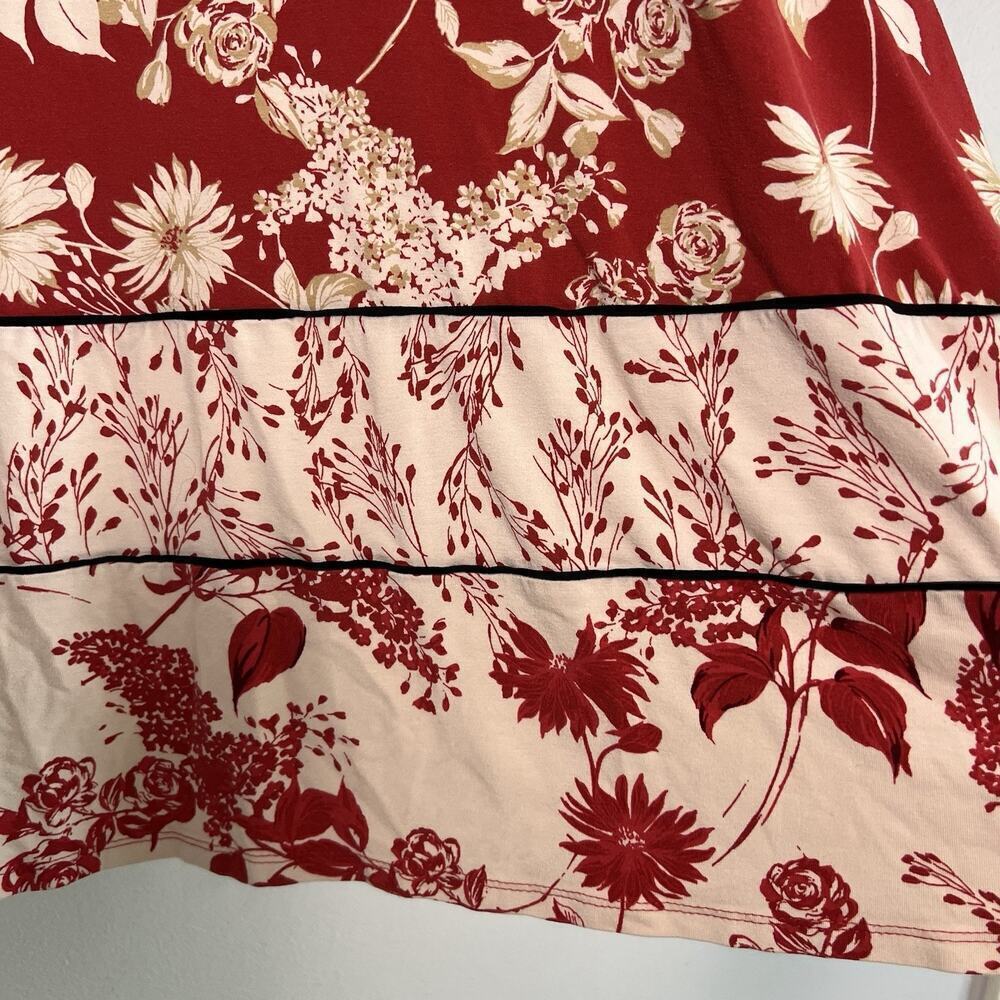 J Jill Floral T Shirt Dress Lounge Loungewear Casual Sz XL Red Stretch A line - Picture 4 of 13